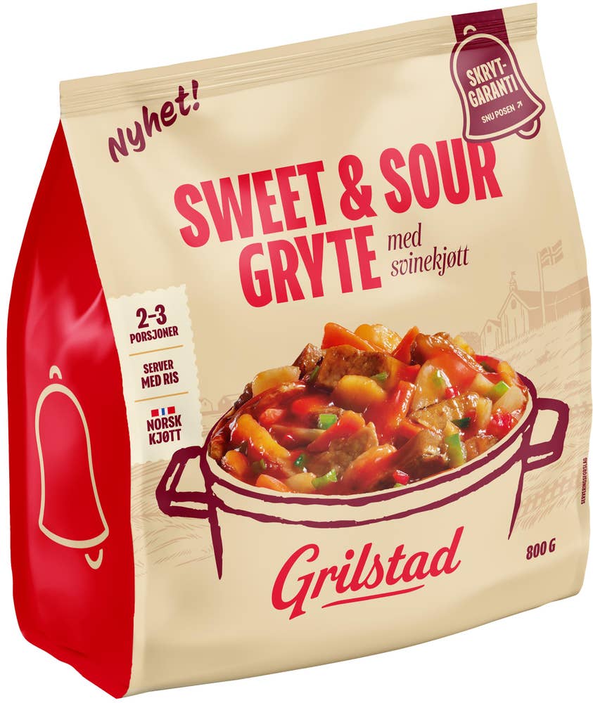 Grilstad Sweet & Sour gryte Til familien! Gryte med kjøtt, grønnsaker og saus