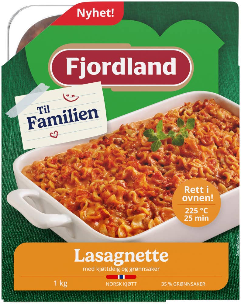 Fjordland Lasagnette til familien Med kjøttdeig og grønnsaker