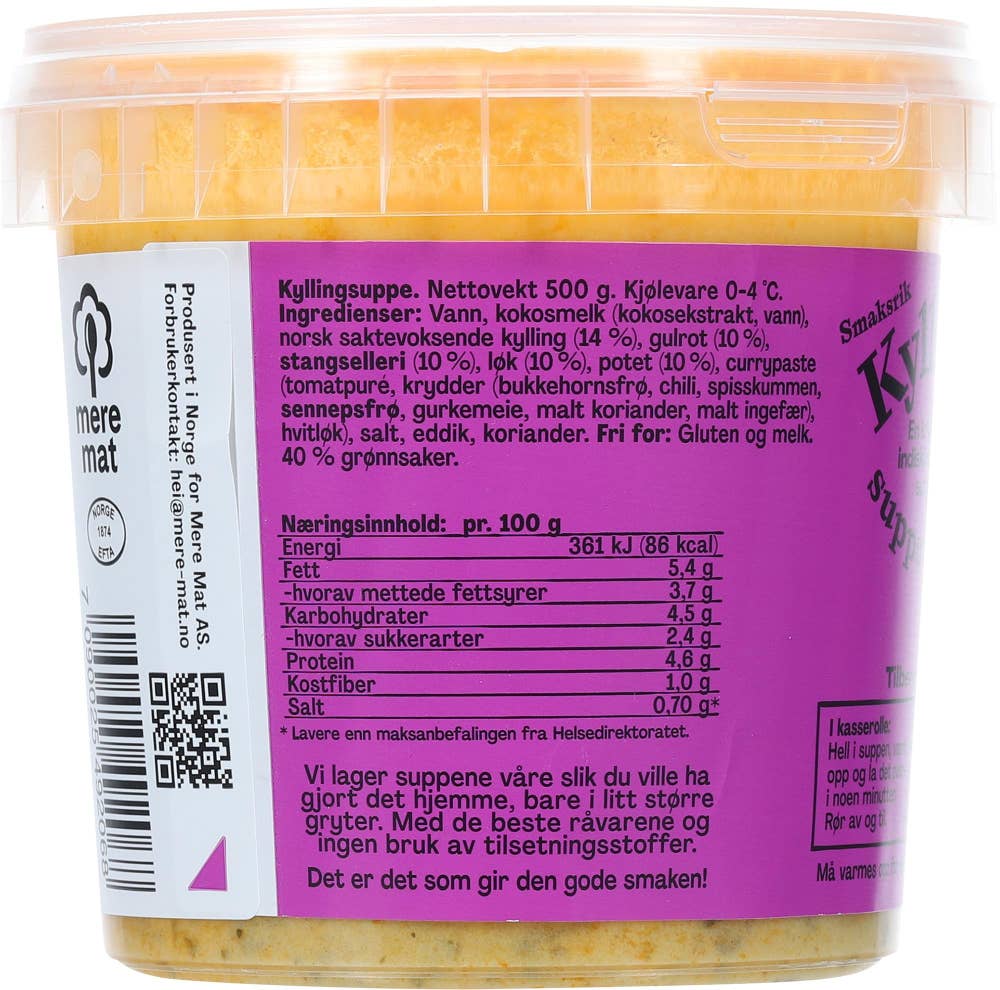 Mere Mat Suppe med kylling, curry og grønnsaker