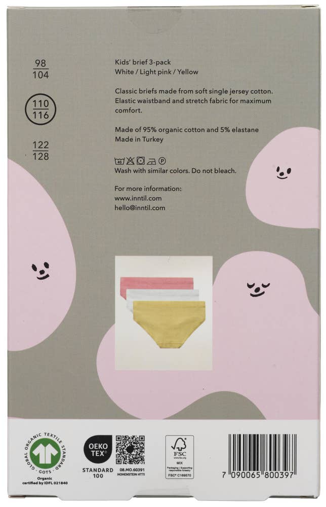 Inntil Truser Tre farger, barn str. 110-116