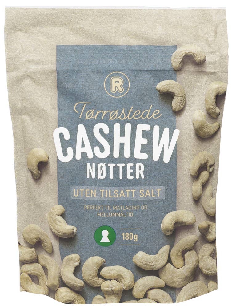 R Tørrøstede cashewnøtter uten salt