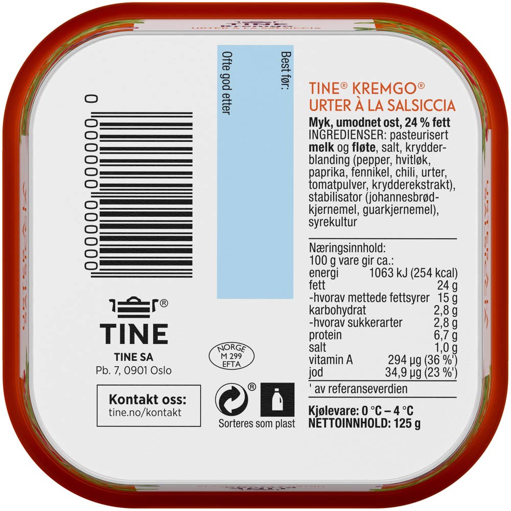 TINE Kremgo Urter à la salsiccia