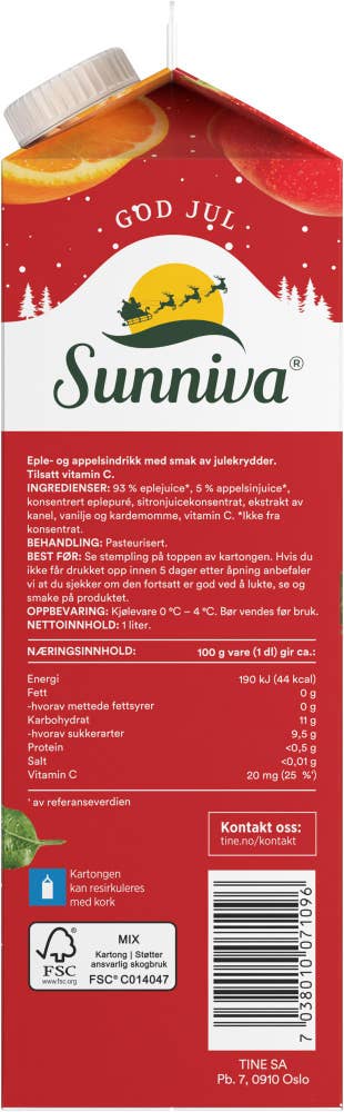 TINE Sunniva® Presset Eple og Appelsin Med julekrydder