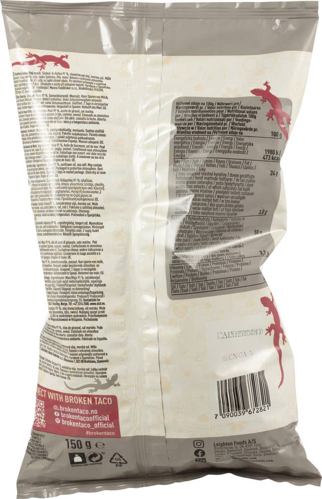 Broken Taco Naked White Corn Tortilla Chips Med salt