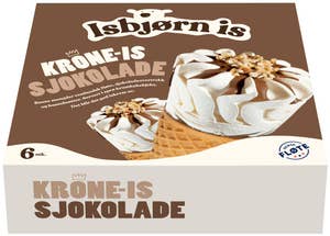 Isbjørn Is Krone-is med sjokolade 6 stk