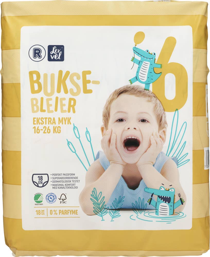 R Lev Vel buksebleier Str. 6, 16-26 kg, ekstra myk