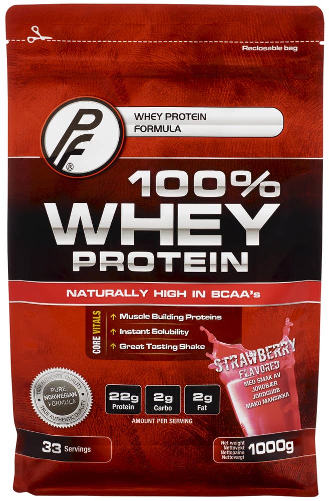 Pf 100% Whey Protein Jordbærsmak