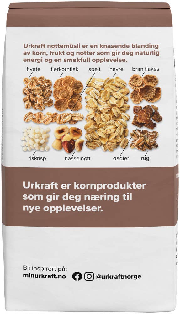Urkraft Nøttemüsli Røstede hasselnøtter og dadler