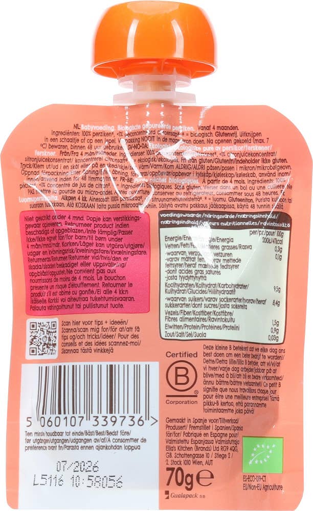 Ellas Økologisk smoothie fersken