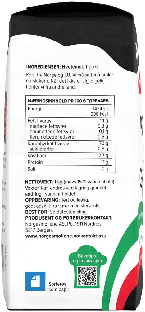 Norgesmøllene Pizzamel Tipo-0