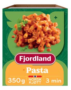 Fjordland Pasta med kjøttsaus Med tomat, løk og urter