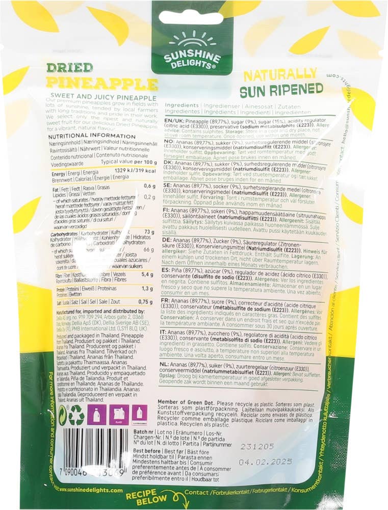Sunshine Delights Tørket ananas