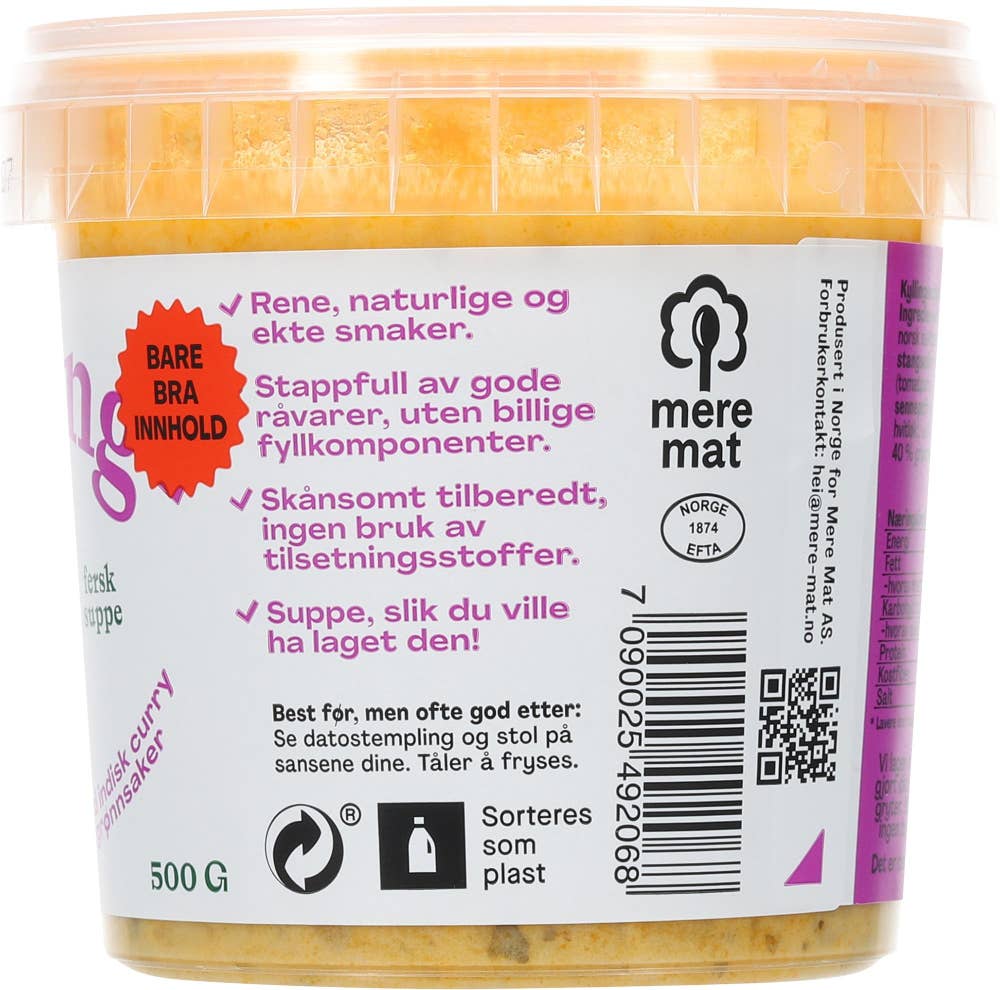 Mere Mat Suppe med kylling, curry og grønnsaker