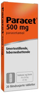Paracet 500 mg Avlang, drasjert