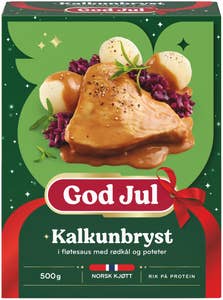 Fjordland Kalkunbryst I fløtesaus med rødkål og poteter