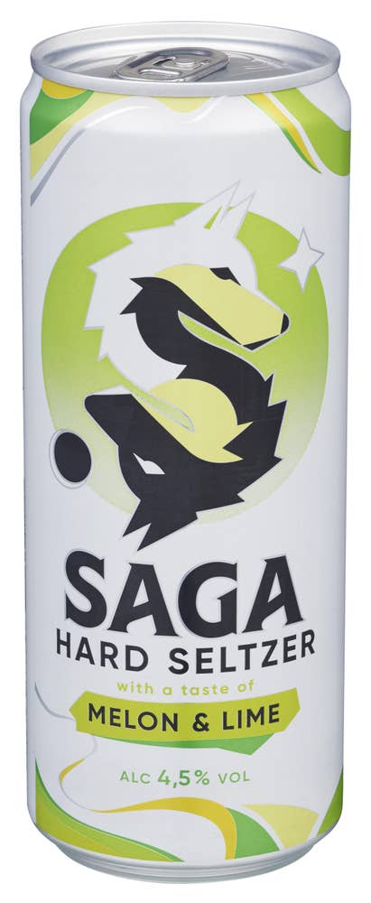 SAGA Hard Seltzer honningmelon & lime