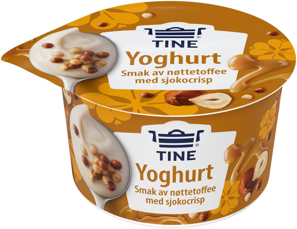 TINE Nyt duo yoghurt Nøttetoffee og sjokoladecrisp