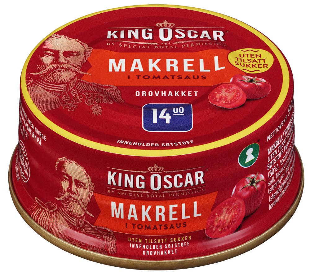 King Oscar Makrell i Tomatsaus Uten tilsatt sukker
