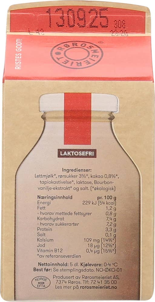 Rørosmeieriet Økologisk Fersk Sjokomjølk Laktosefri