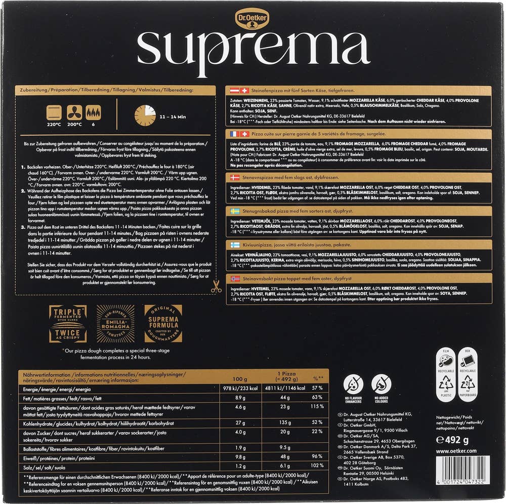 Dr Oetker Suprema Cinque Formaggi