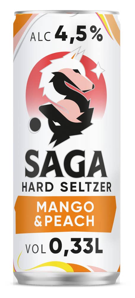 SAGA Hard Seltzer Mango & Peach