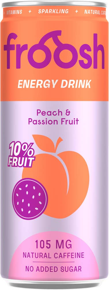 Froosh energidrikk fersken og pasjonsfrukt