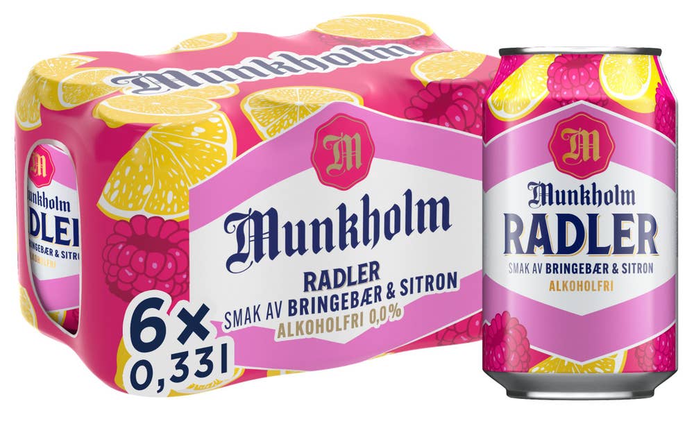 Munkholm Radler Bringebær & Sitron 6 x 0,33L