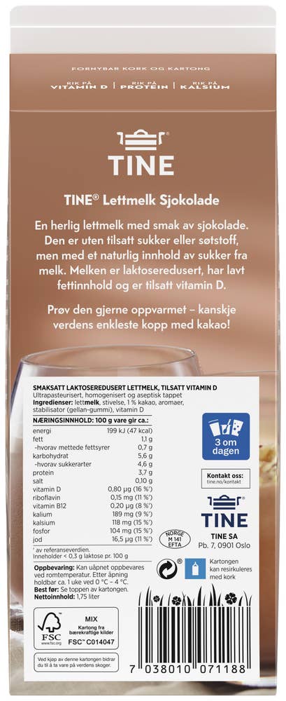 Tine Lettmelk Sjokolade Usøtet