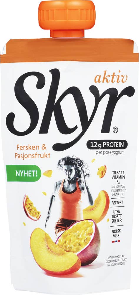 Q Skyr aktiv fersken & pasjonsfrukt Porsjonspose