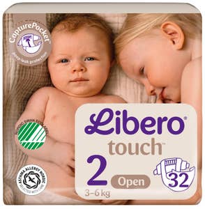 Libero Touch åpen bleie Str. 2, 3-6kg
