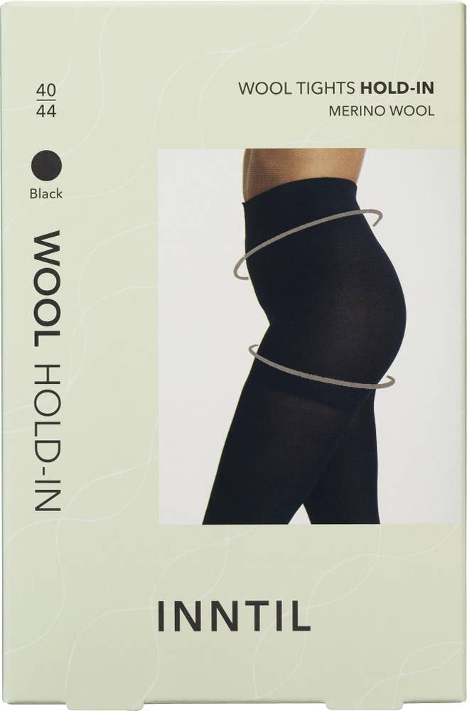 Inntil Ullstrømpebukse Hold-in Sort, str 40-44