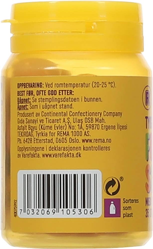 R Tyggegummi med fruktgummi Med flytende kjerne