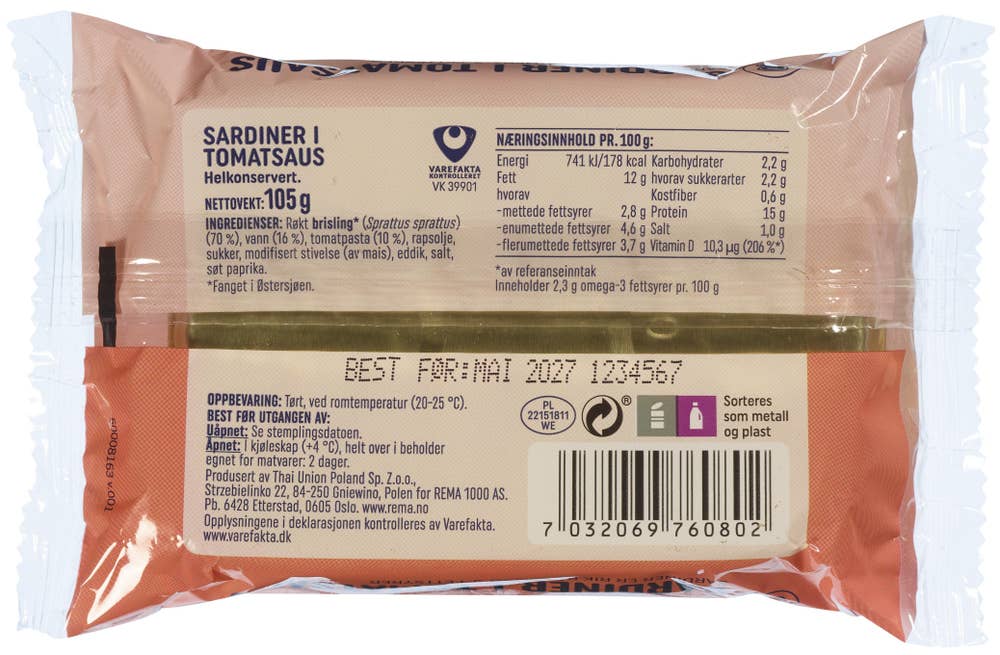 R Sardiner i tomatsaus