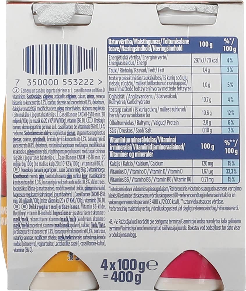 ACTIMEL Drikkeyoghurt jordbær og banan