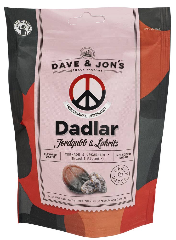 Dave & Jon's Peacemärke dadler Lakris og jordbær
