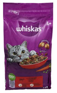 Whiskas Tørrfôr med okse Til voksne katter fra 1 år