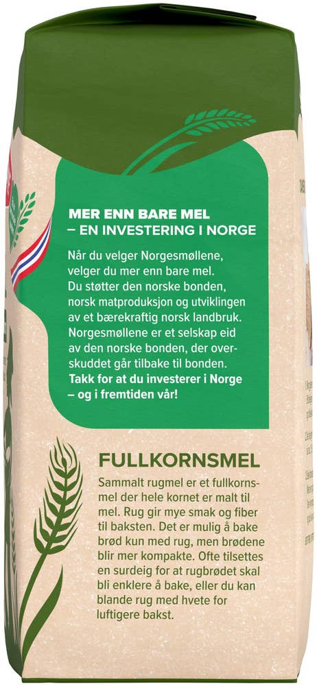 Norgesmøllene Sammalt rugmel Grovmalt fullkorn