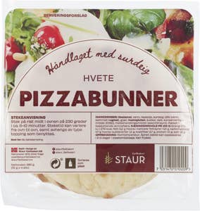 Staur Fjellbakeri Pizzabunn hvete 4stk, ca 16cm