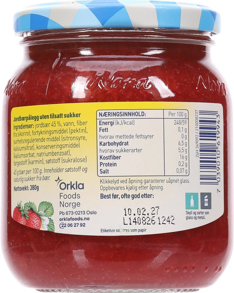 Stabburet Jordbærsyltetøy Uten tilsatt sukker