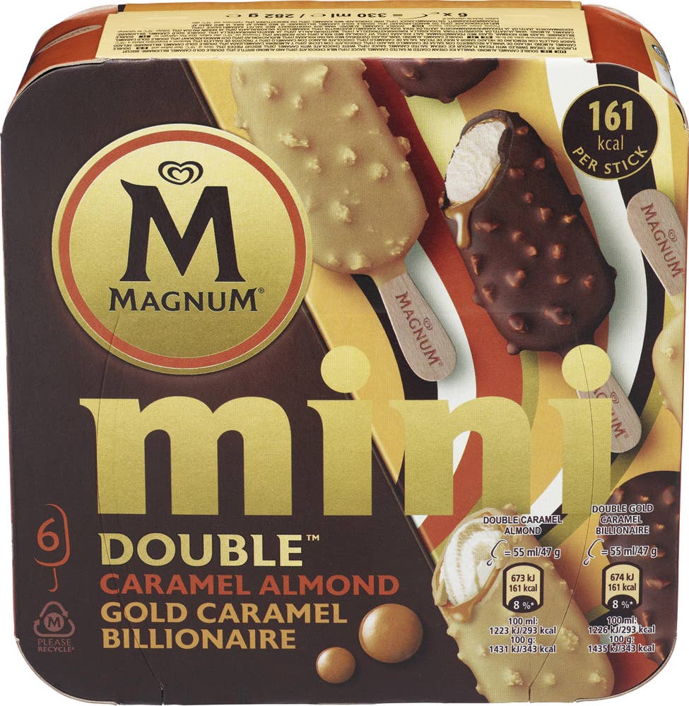 Magnum Mini double caramel almond & gold caramel billionaire 6 stk