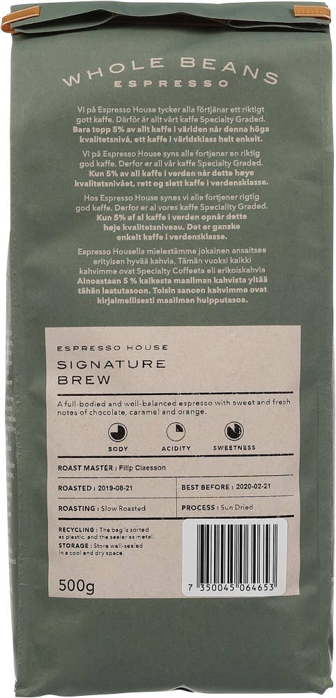 Espresso House Signature espresso Hele bønner, sjokolade- & karamellpreg