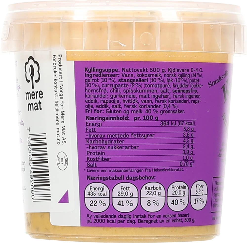 Mere Mat Suppe med kylling, curry og grønnsaker