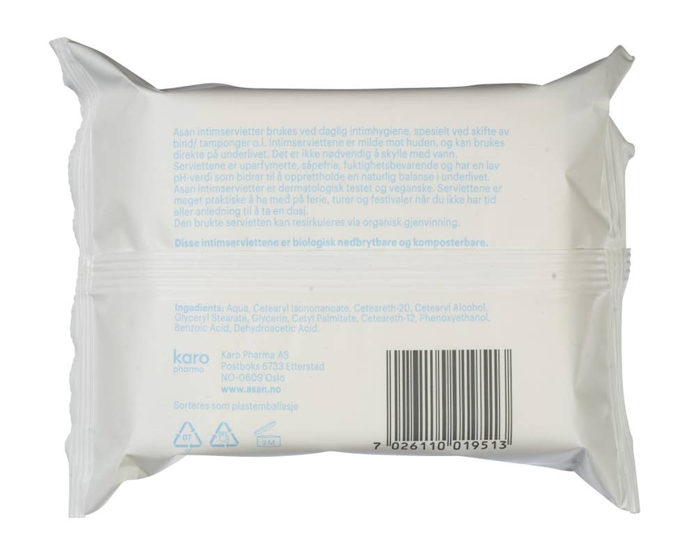 Asan Uparfymerte intimservietter