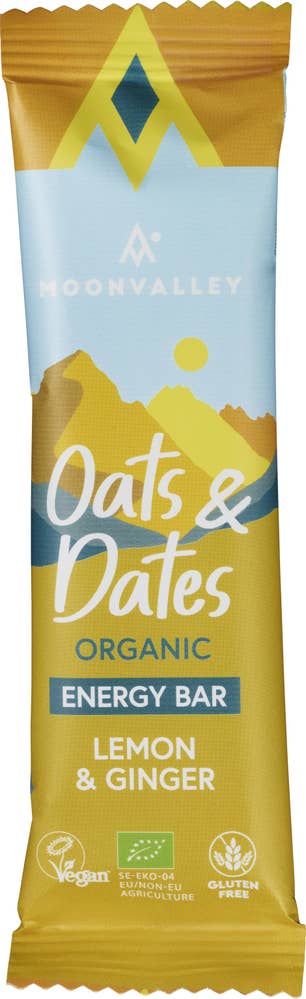 Moonvalley Økologisk energibar oats & dates Ingefær og sitron