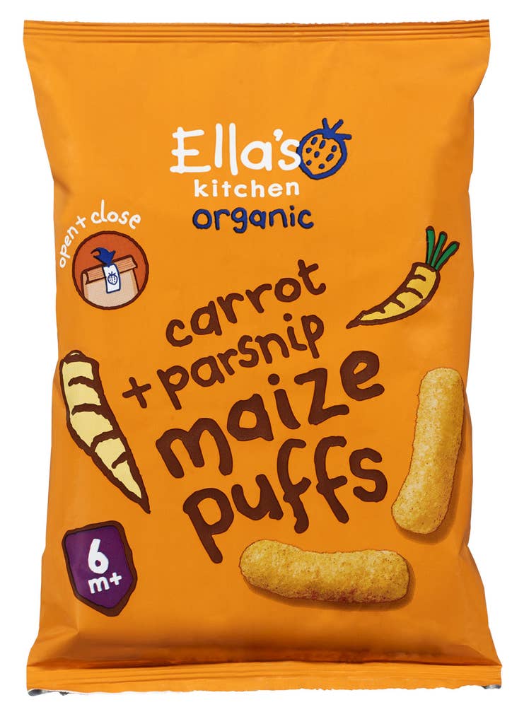 Ella's Kitchen Økologiske maizepuffs med gulrot og pastinakk Fra 6 mnd