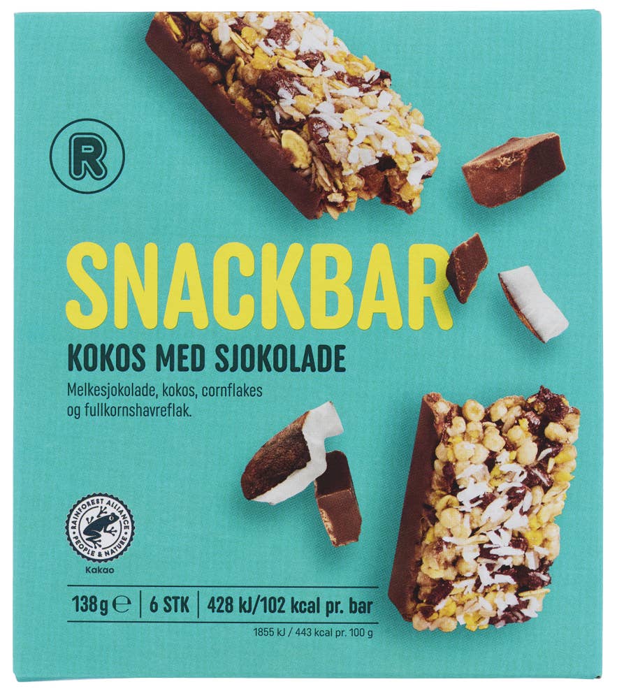 R Snackbar med sjokolade og kokos 6pk