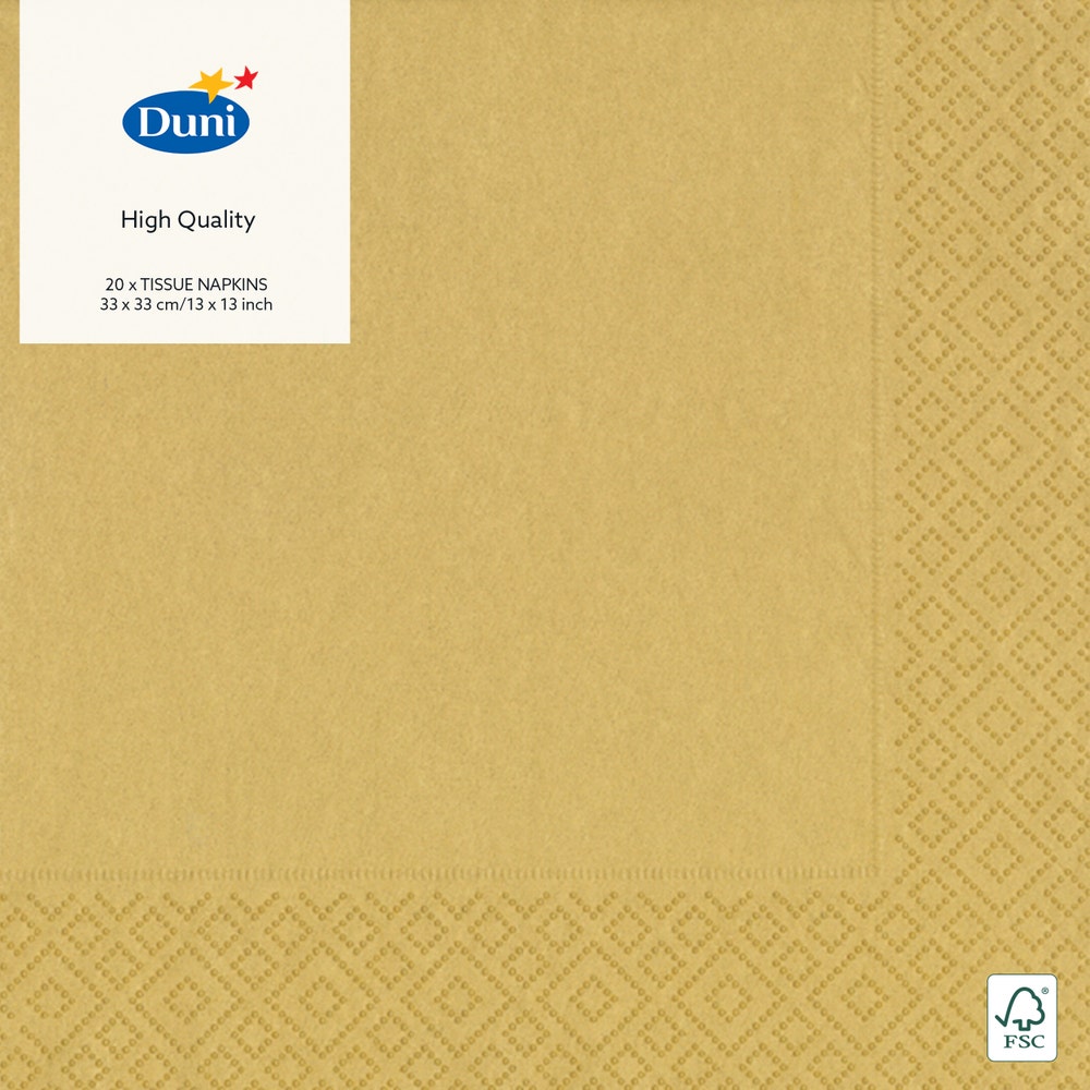 Duni Servietter Gold 3 lag, 33x33cm