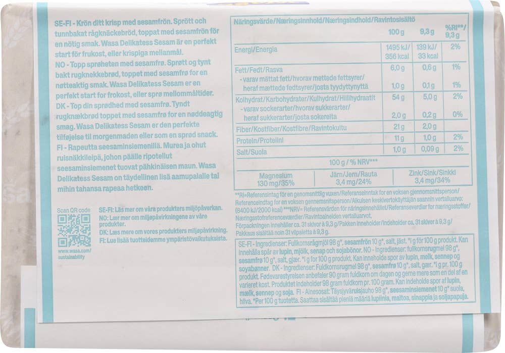 Wasa Knekkebrød Delikatess Sesam