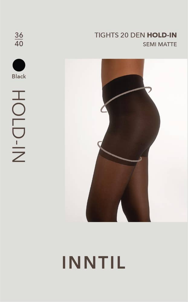 Inntil Strømpebukse Hold-In 20 DEN Sort, str. 36-40, semi-matt