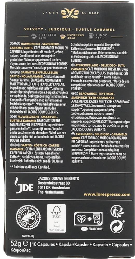 L'Or Espresso Flavoured chocolate Kaffekapsler, 10 stk